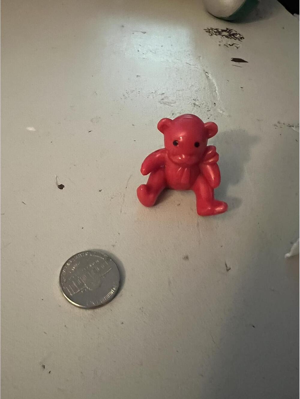 Small Red Plastic Bear Figurine